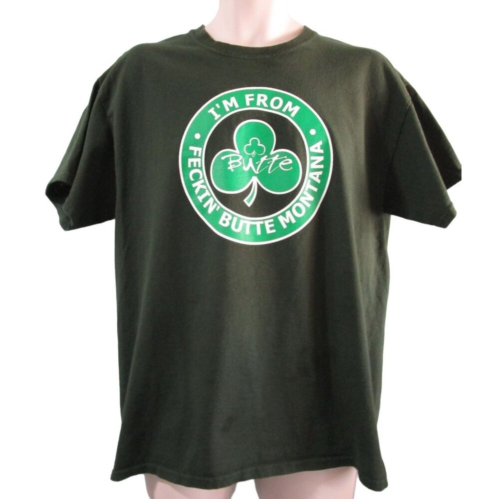I'm From Feckin Butte Montana TShirt Gildan Ultra Cotton Graphic Tee Large Green